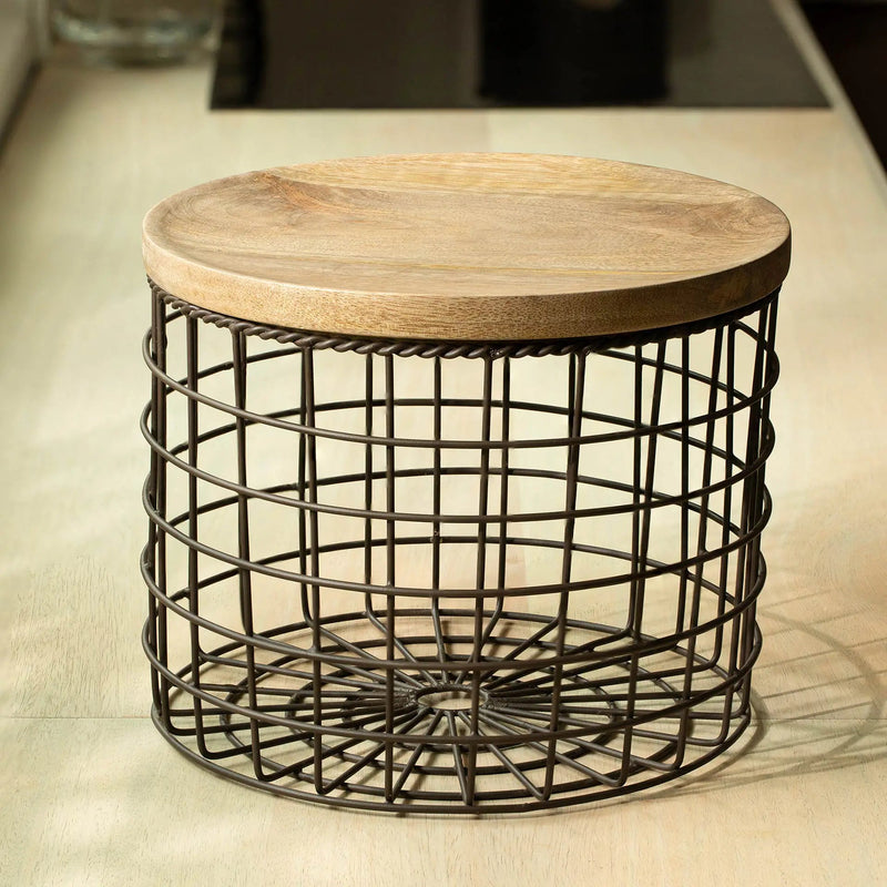 Charcoal Brown Twine Wire Basket (tall) - Al Rugaib Furniture