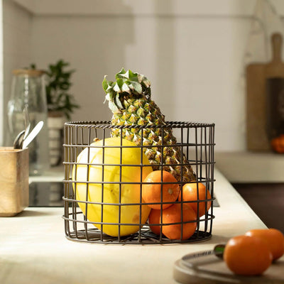 Charcoal Brown Twine Wire Basket (tall) - Al Rugaib Furniture