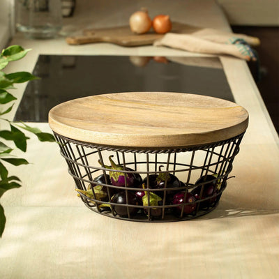 Charcoal Brown Twine Wire Basket (taper) - Al Rugaib Furniture