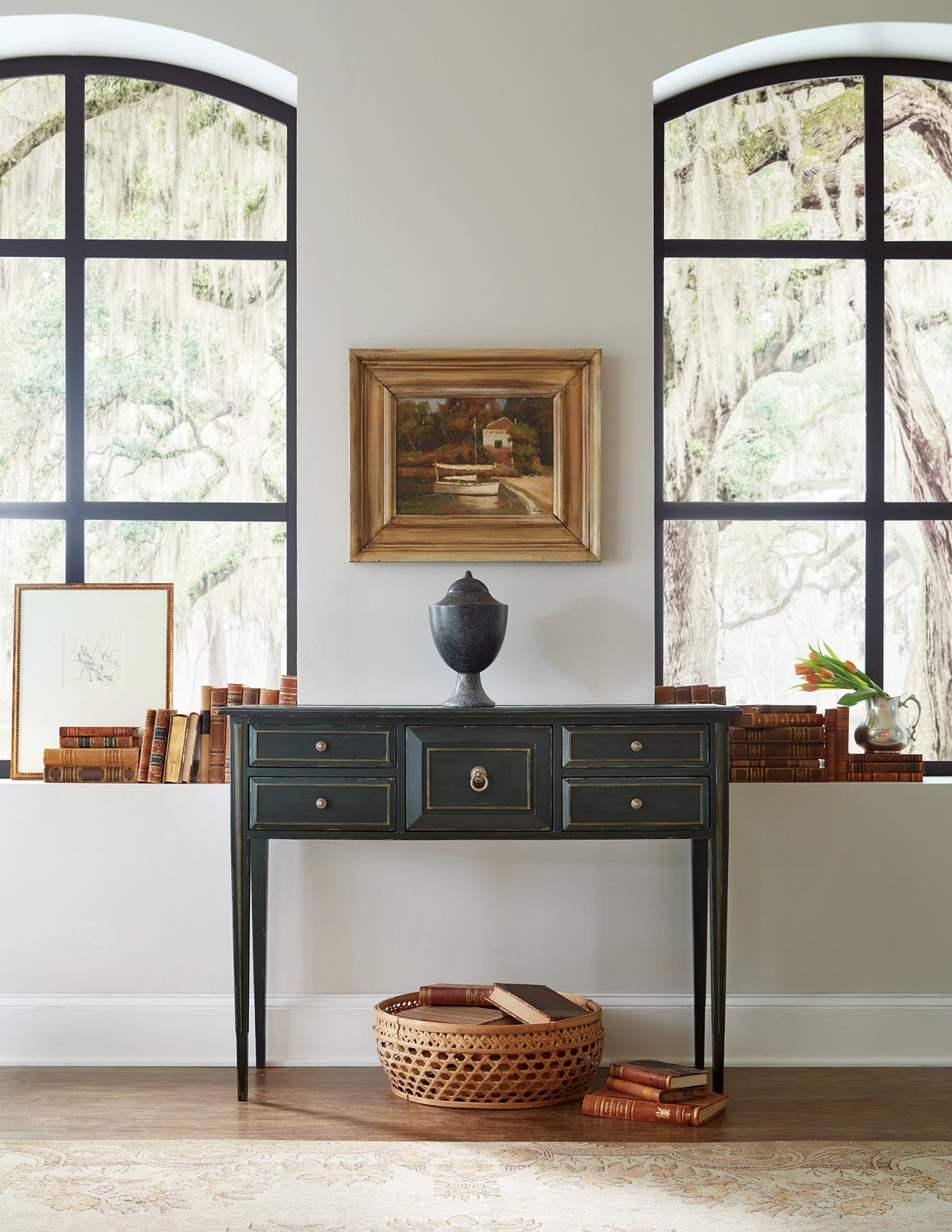 Charleston Five-Drawer Console Table Consoles & Sideboards| Hooker