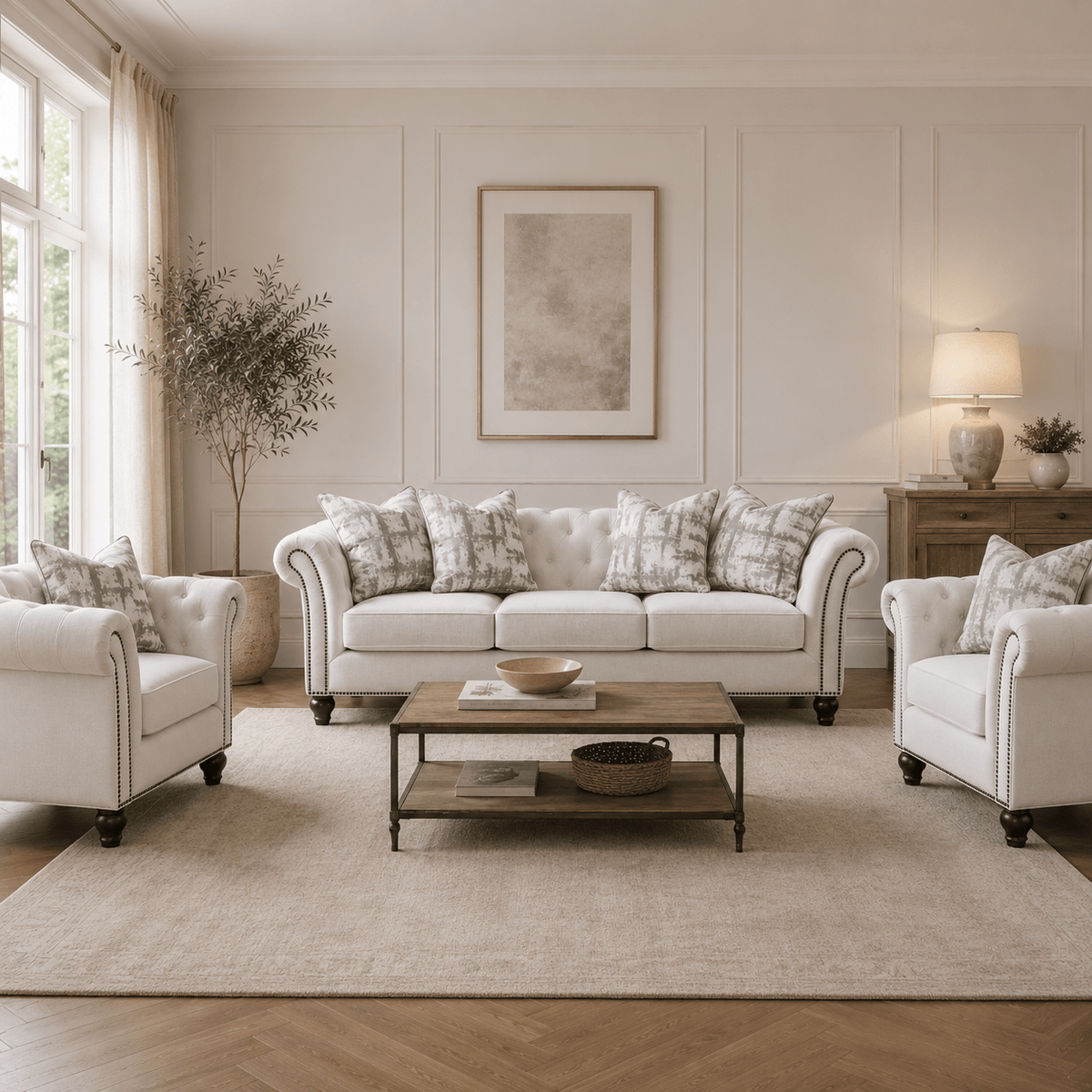 Chesterfield Cream Loveseat Sofas & Loveseats| Roots Furniture