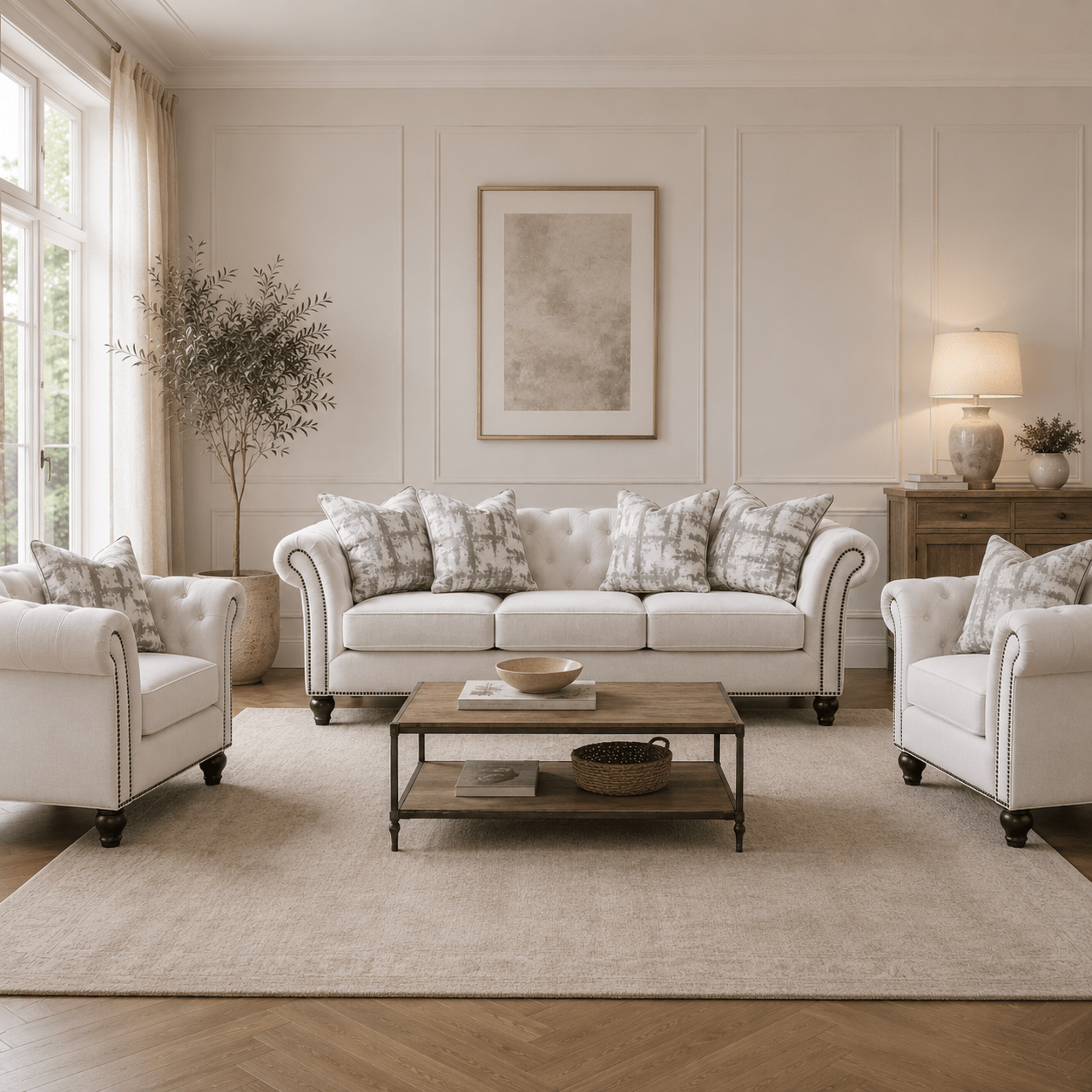 Chesterfield Cream Loveseat Sofas & Loveseats| Roots Furniture