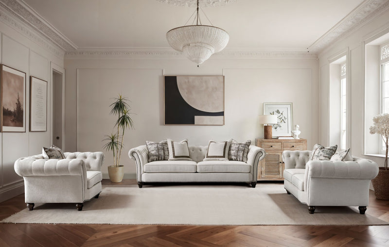 Chesterfield Cream Loveseat - Al Rugaib Furniture