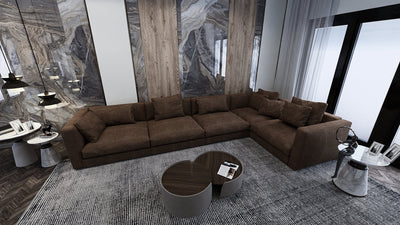 Chocolate corner sofa model Family Comfort 300×220 - Al Rugaib Furniture