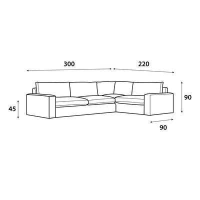 Chocolate corner sofa model Family Comfort 300×220 - Al Rugaib Furniture