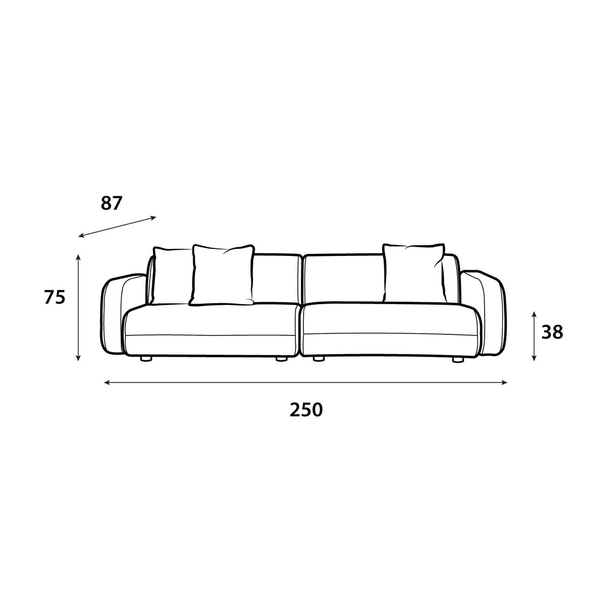 Chocolate velvet fabric sofa 250x87x38 cm Sofas & Loveseats| Oak