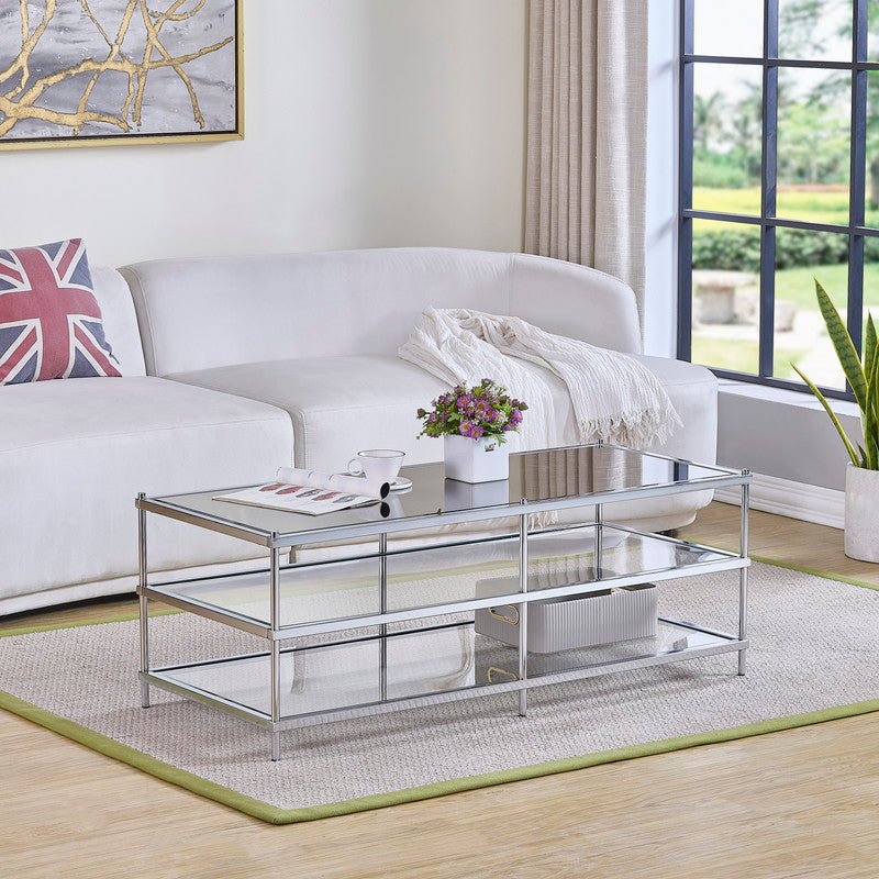 Luxe Chrome Metal Coffee Table Coffee Tables| Crestview
