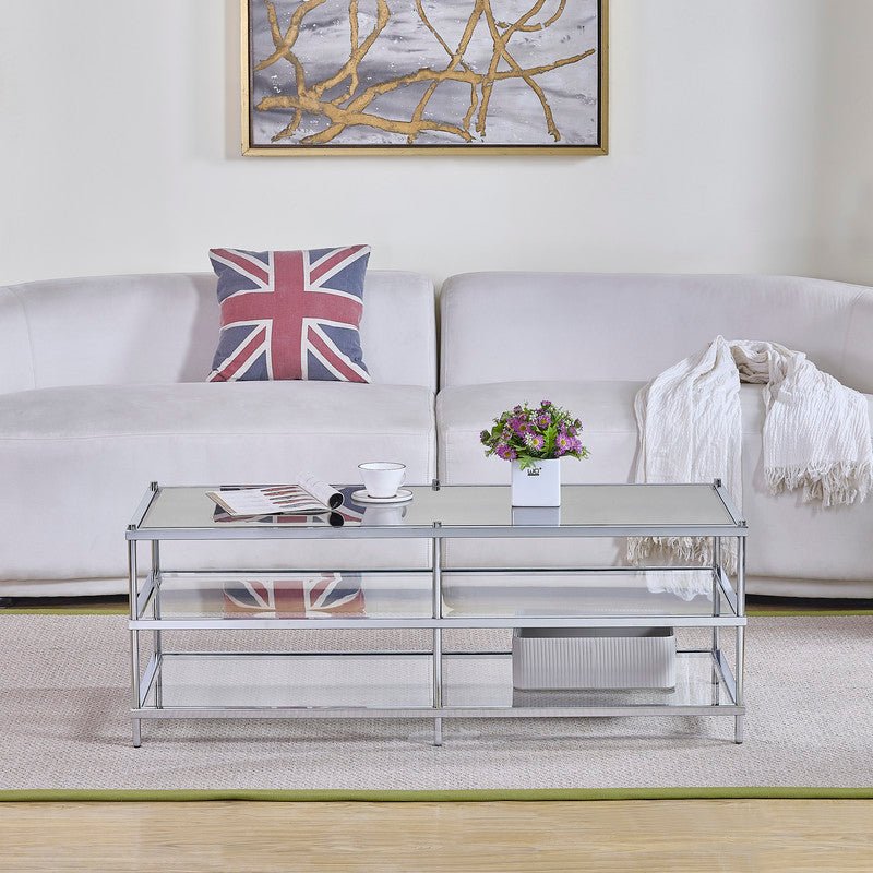 Luxe Chrome Metal Coffee Table Coffee Tables| Crestview