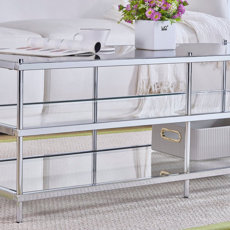 Luxe Chrome Metal Coffee Table Coffee Tables| Crestview