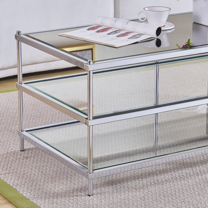 Luxe Chrome Metal Coffee Table Coffee Tables| Crestview