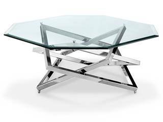 Chrome Plated Octagonal End Table with Glass Top KD - Al Rugaib Furniture