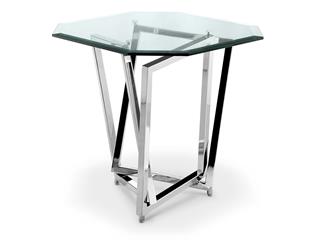 Chrome Plated Octagonal End Table with Glass Top KD - Al Rugaib Furniture