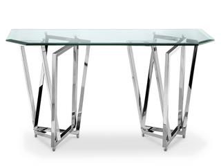 Chrome Plated Rectangular Sofa Table with Glass Top KD - Al Rugaib Furniture
