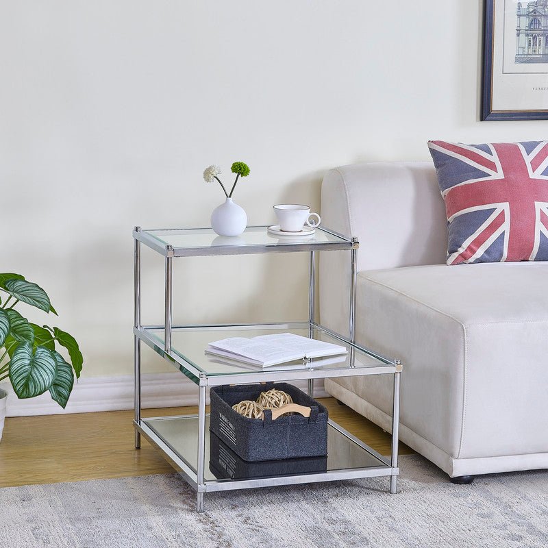 Luxe Chrome Metal Side Table End Tables| Crestview