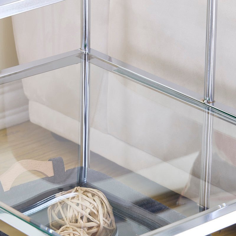 Luxe Chrome Metal Side Table End Tables| Crestview