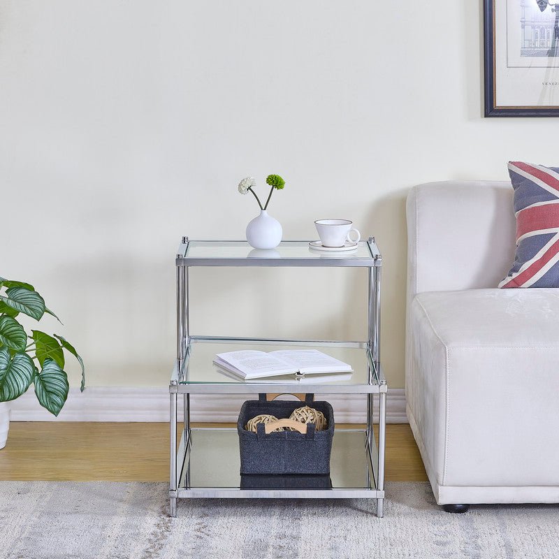 Luxe Chrome Metal Side Table End Tables| Crestview