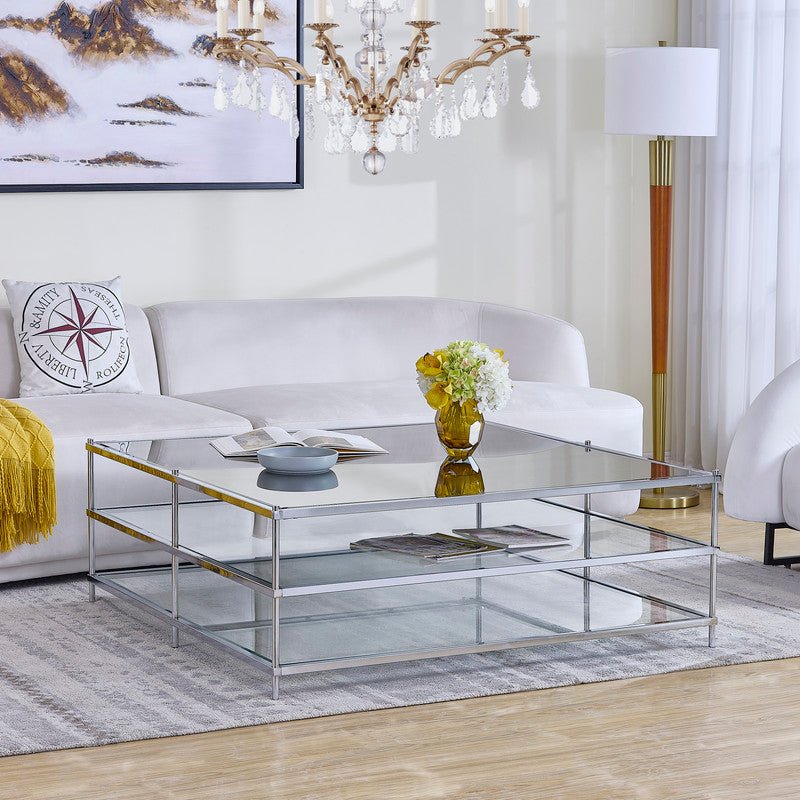 Luxe Chrome Metal Coffee Table Coffee Tables| Crestview