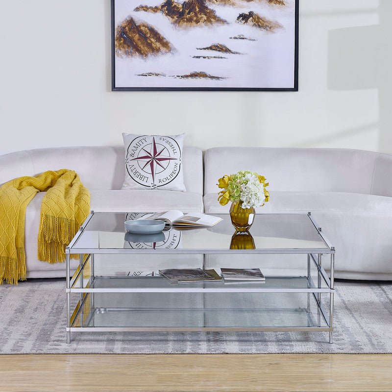 Luxe Chrome Metal Coffee Table Coffee Tables| Crestview