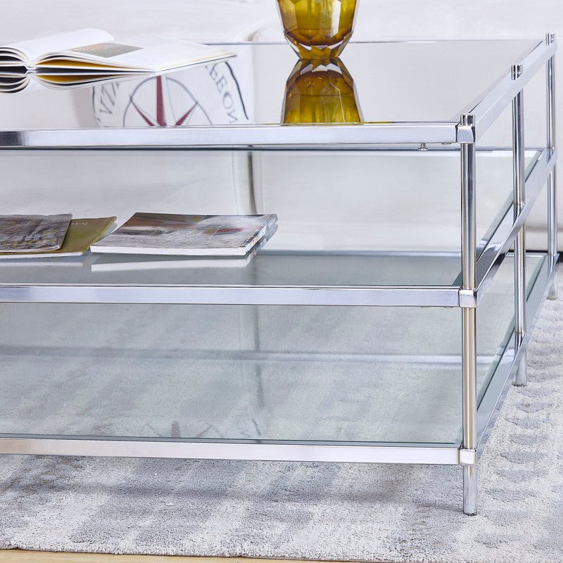 Luxe Chrome Metal Coffee Table Coffee Tables| Crestview