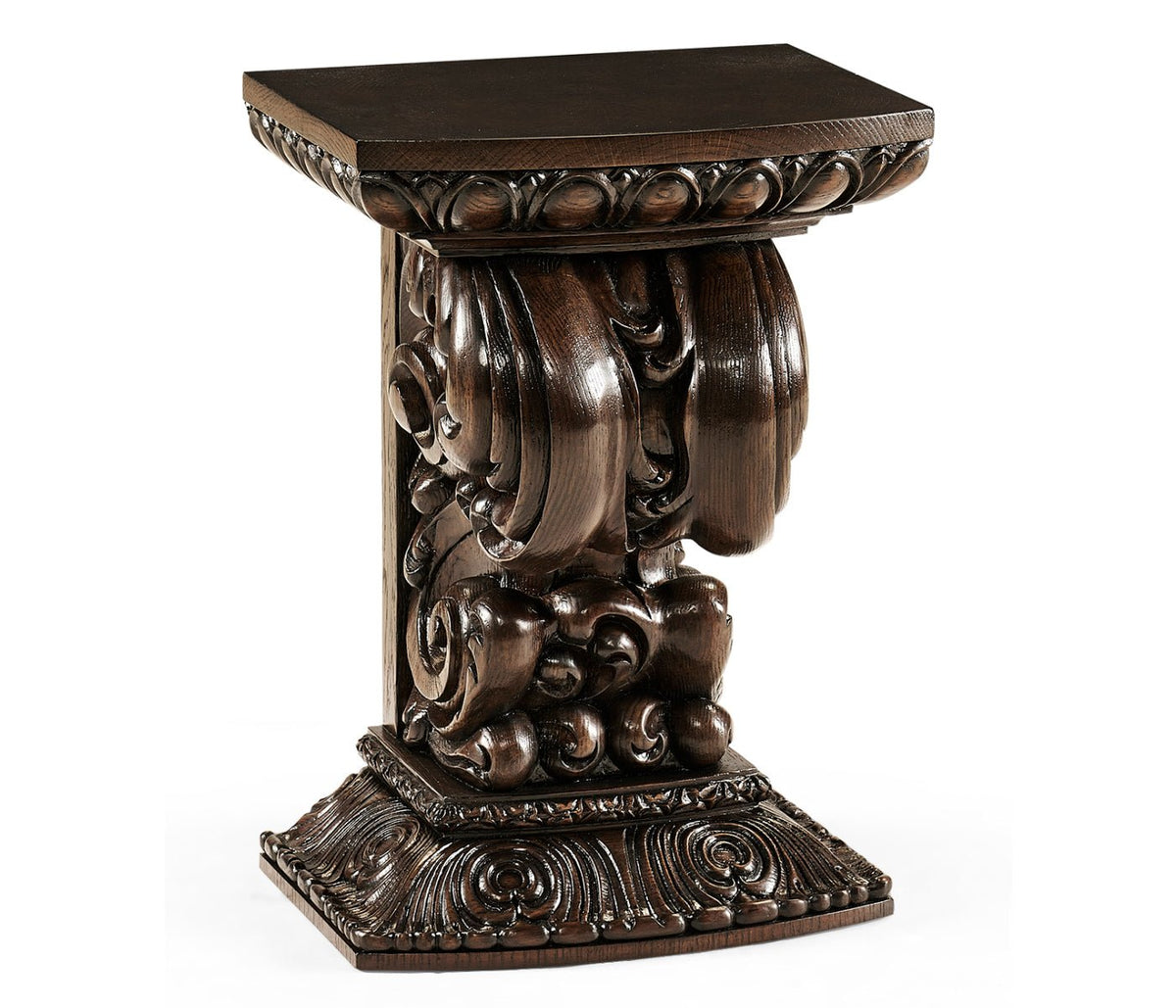 Churchman Collection - Hand Carved Rich Chestnut Corbel End Table Accent & End Tables| Jonathan Charles