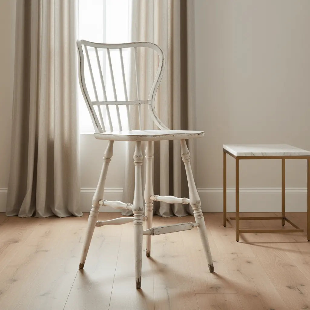 Ciao Bella Spindle Back Bar Stool-White Chairs| Hooker