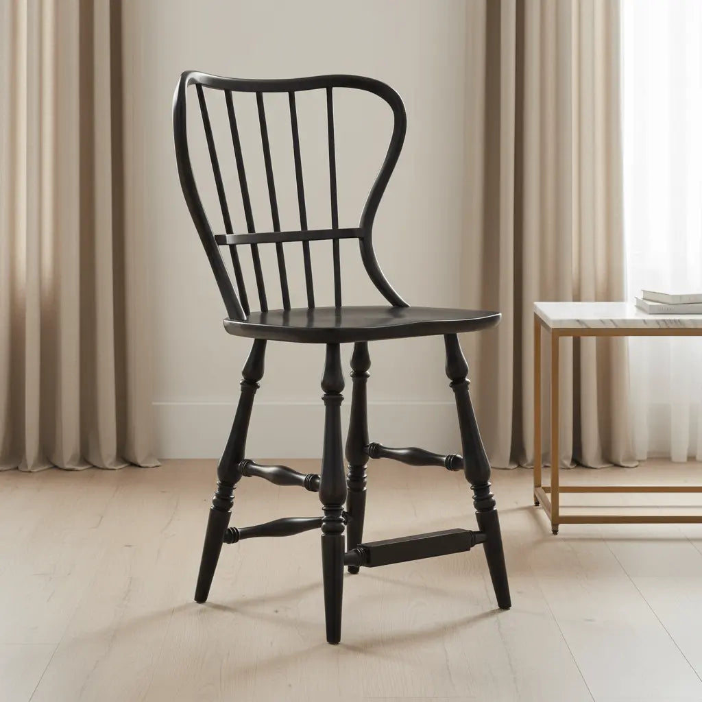 Ciao Bella Spindle Back Counter Stool-Black Chairs| Hooker