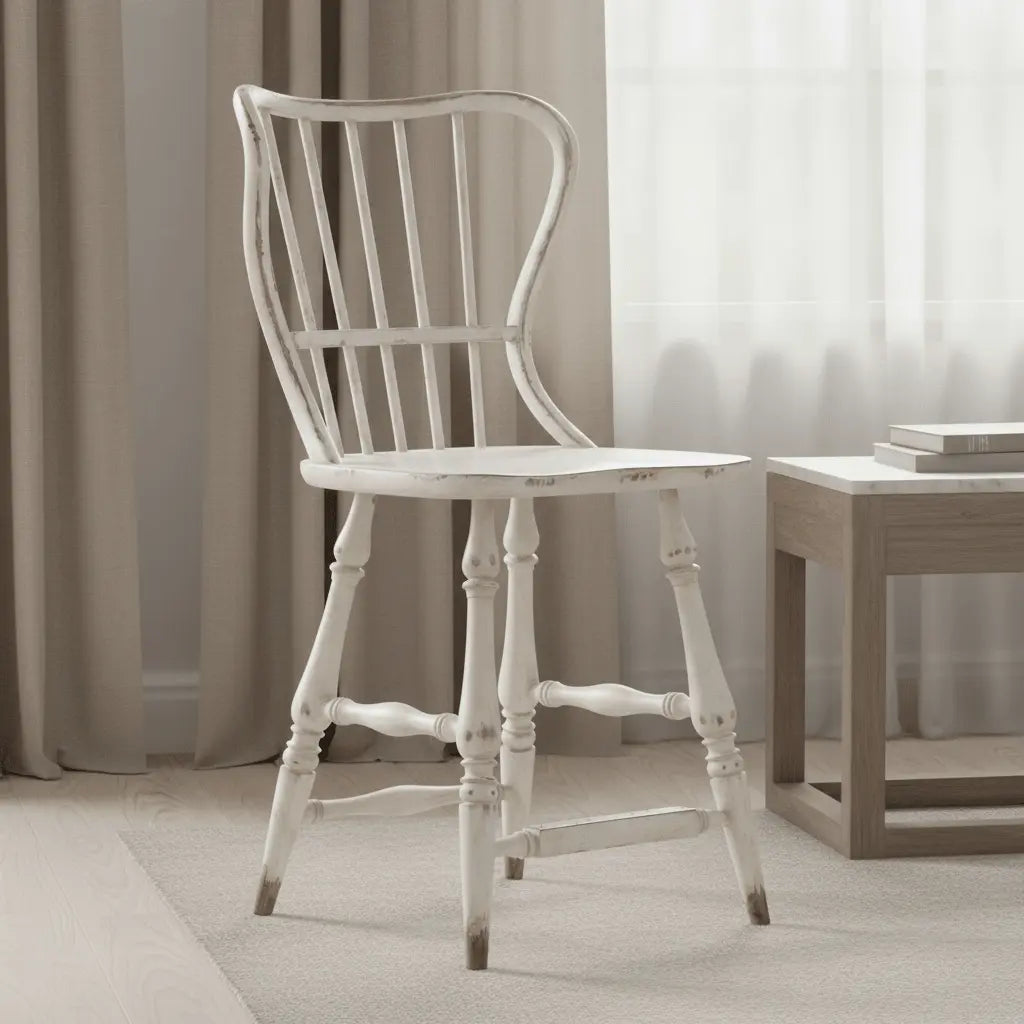 Ciao Bella Spindle Back Counter Stool-White Chairs| Hooker