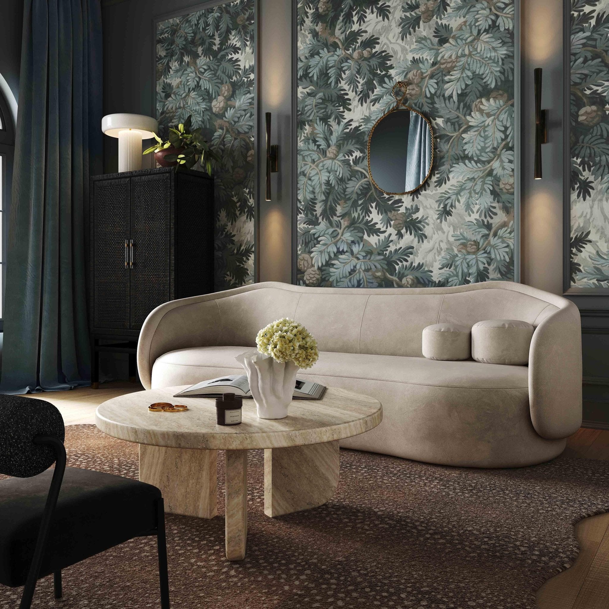 Circe Taupe Textured Velvet Sofa Sofas & Loveseats| TOV