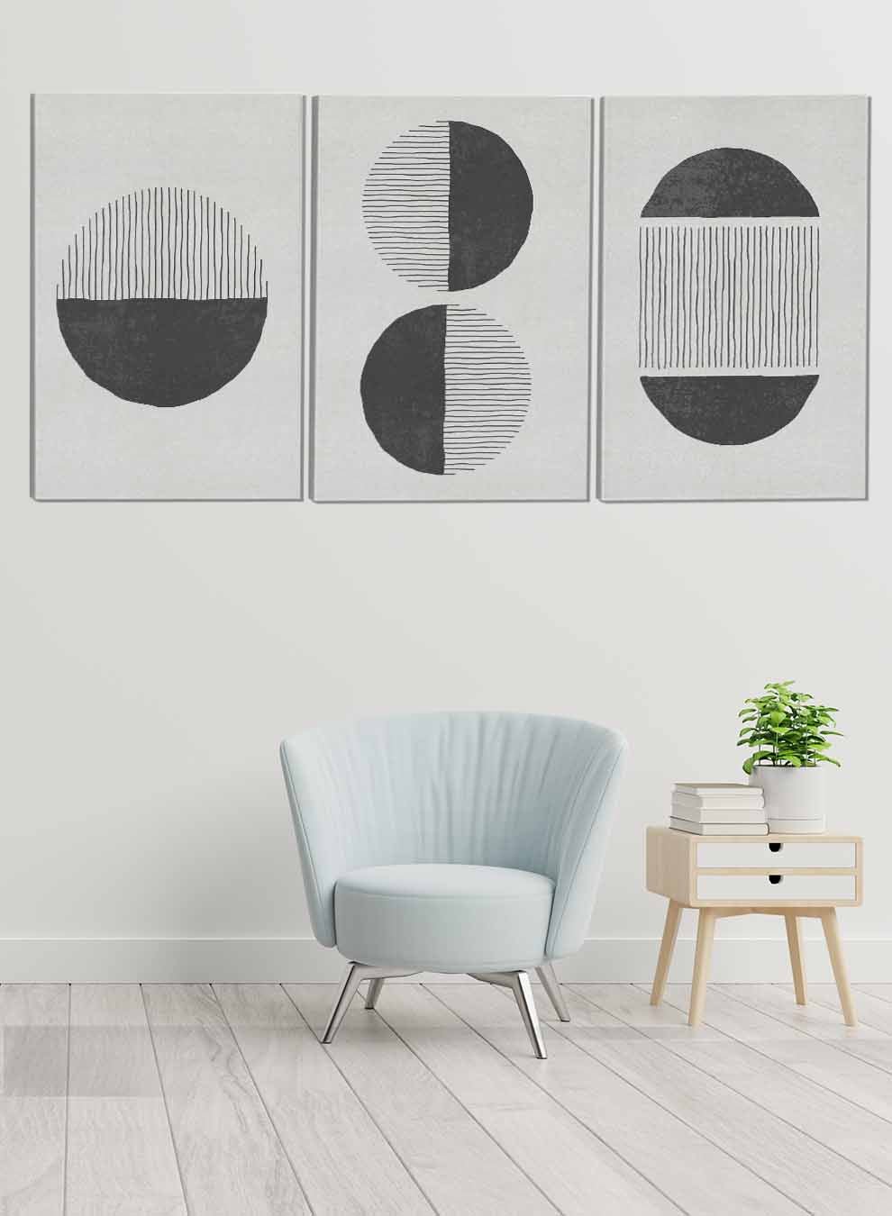 Circles Lines Abstract Paintings(set of 3) Paintings & Pictures| LOWHA