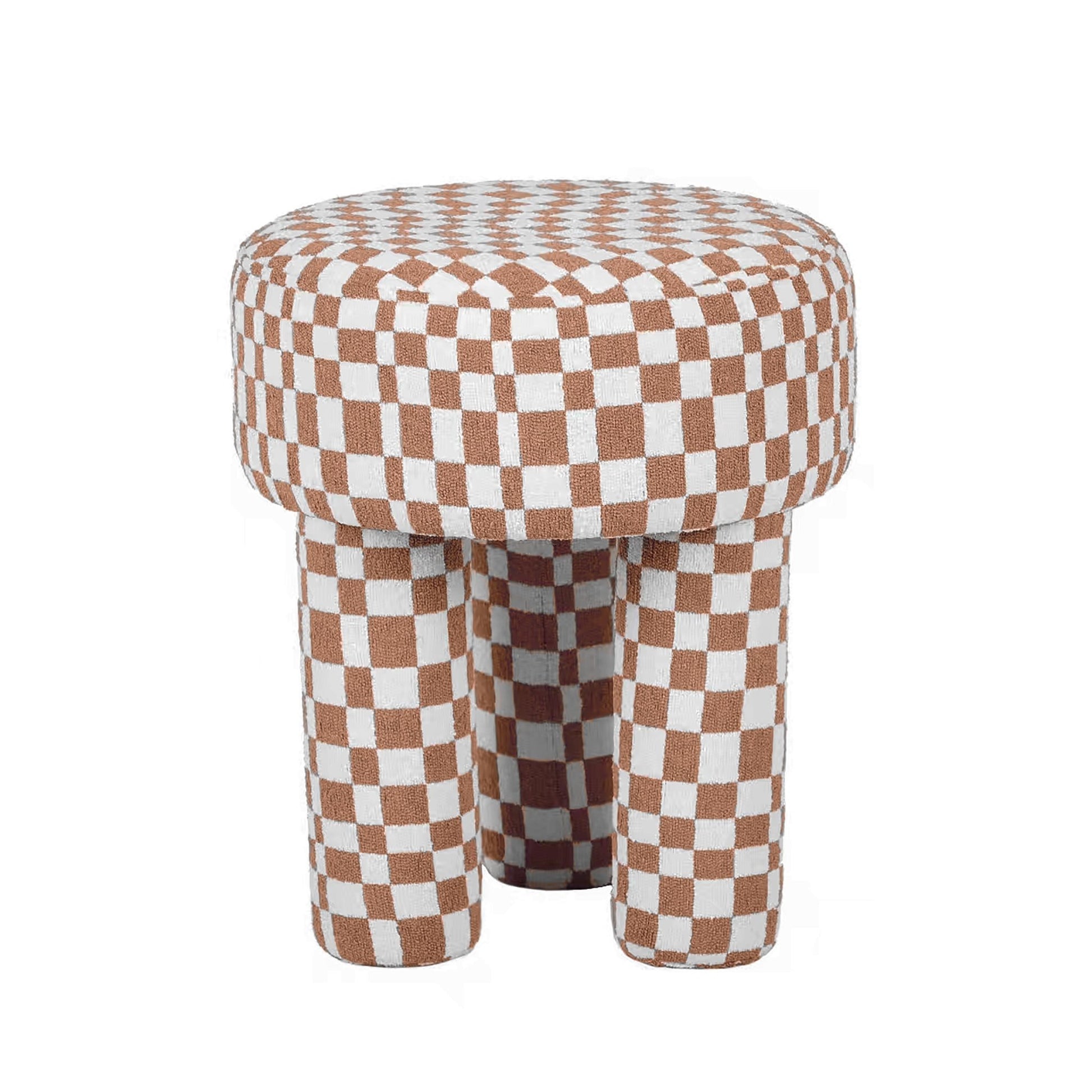 Claire Brown Checkered Boucle Stool Stools| TOV