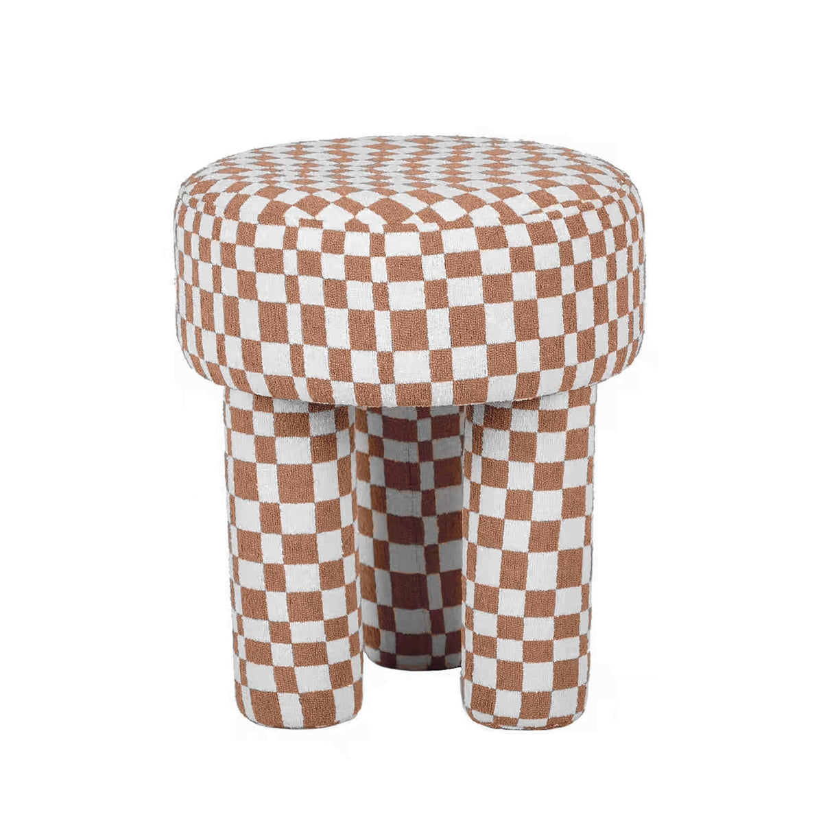 Claire Brown Checkered Boucle Stool Stools| TOV