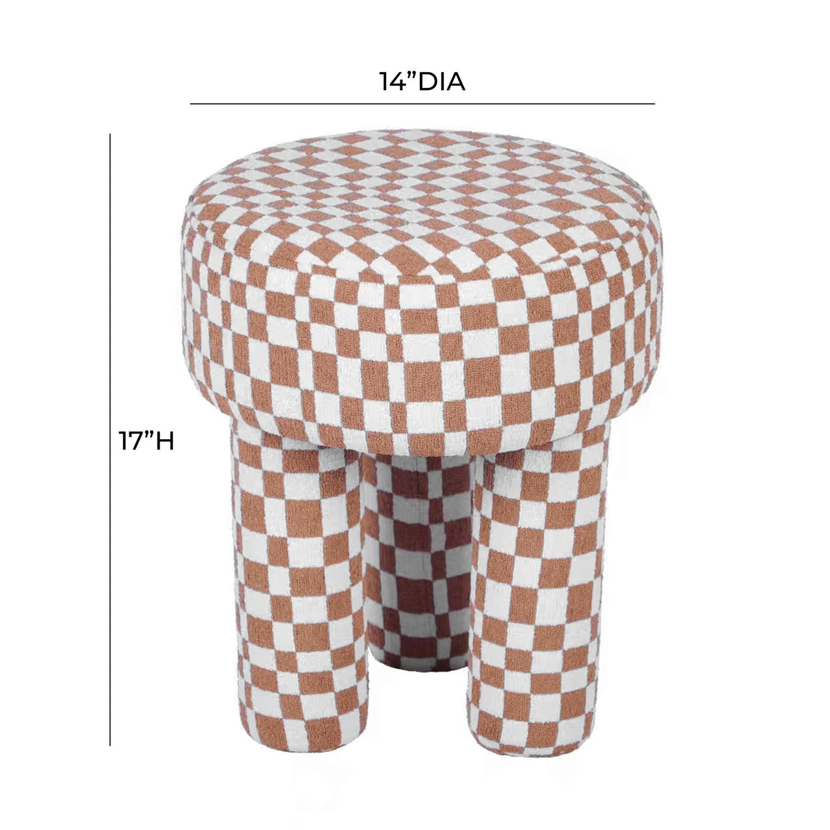 Claire Brown Checkered Boucle Stool Stools| TOV