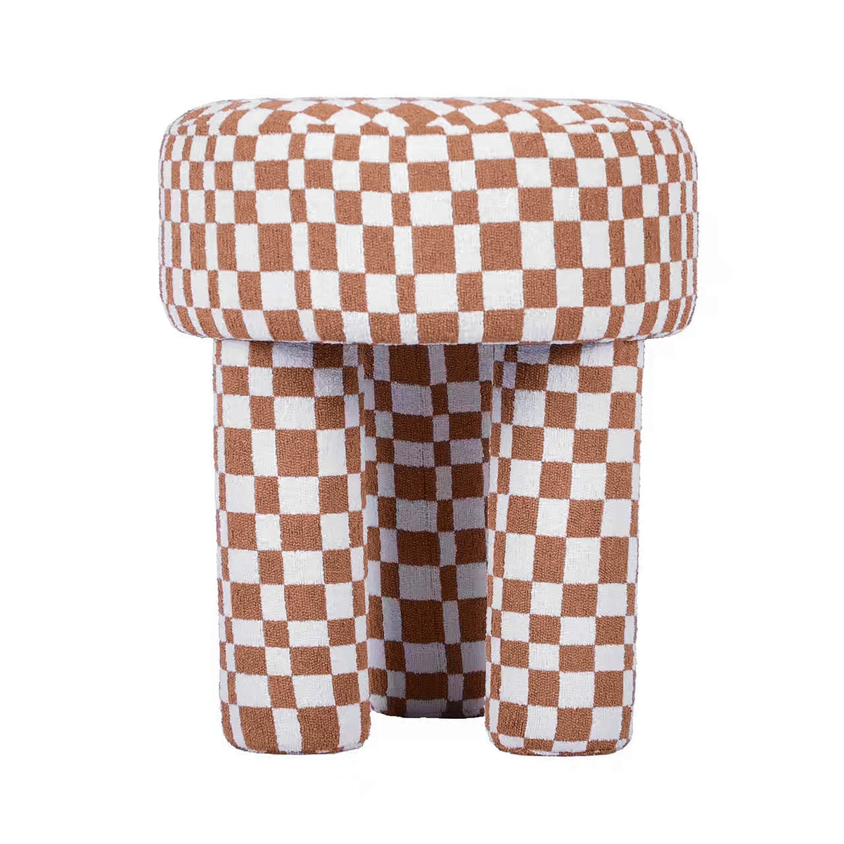 Claire Brown Checkered Boucle Stool Stools| TOV