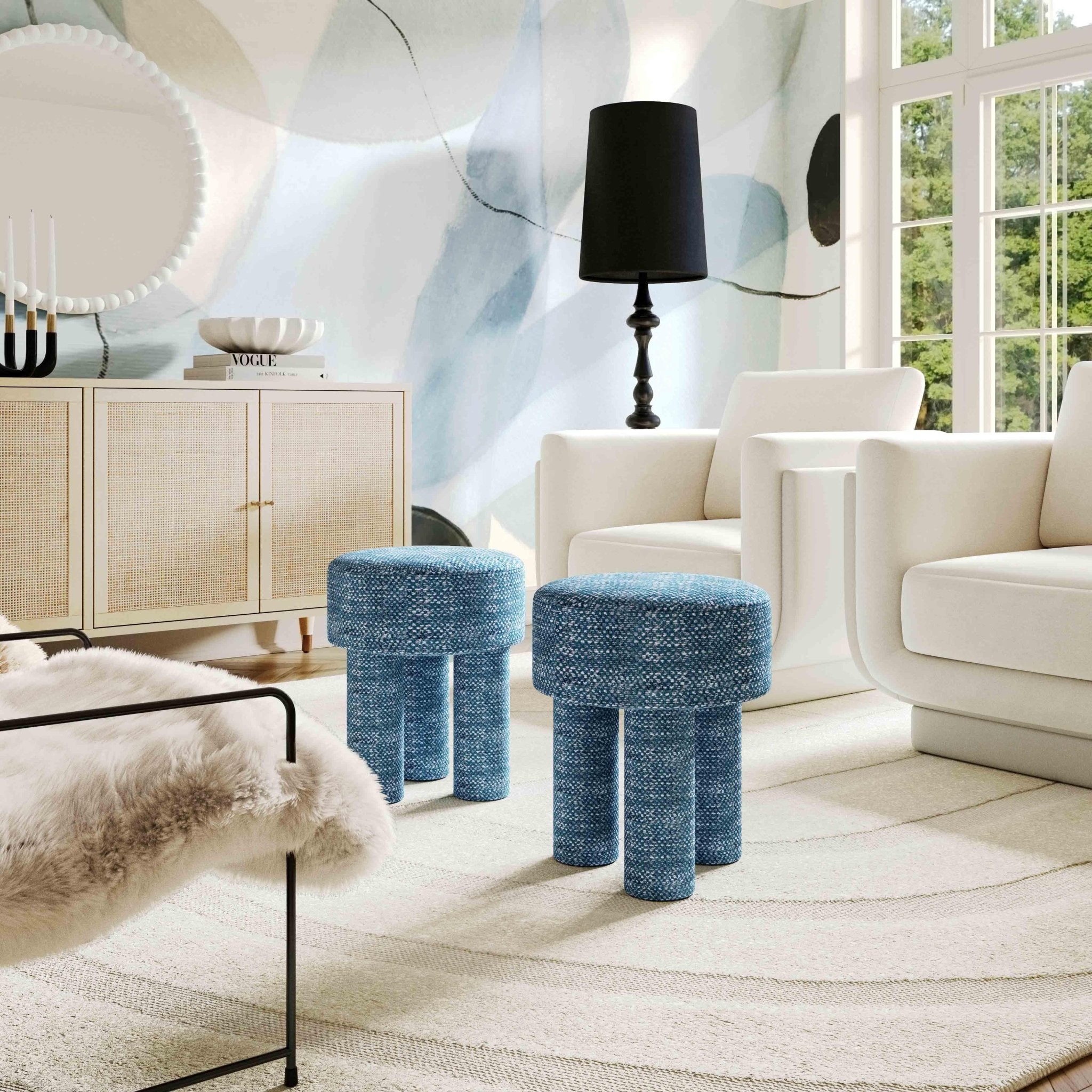 Claire Teal Knubby Stool Stools| TOV