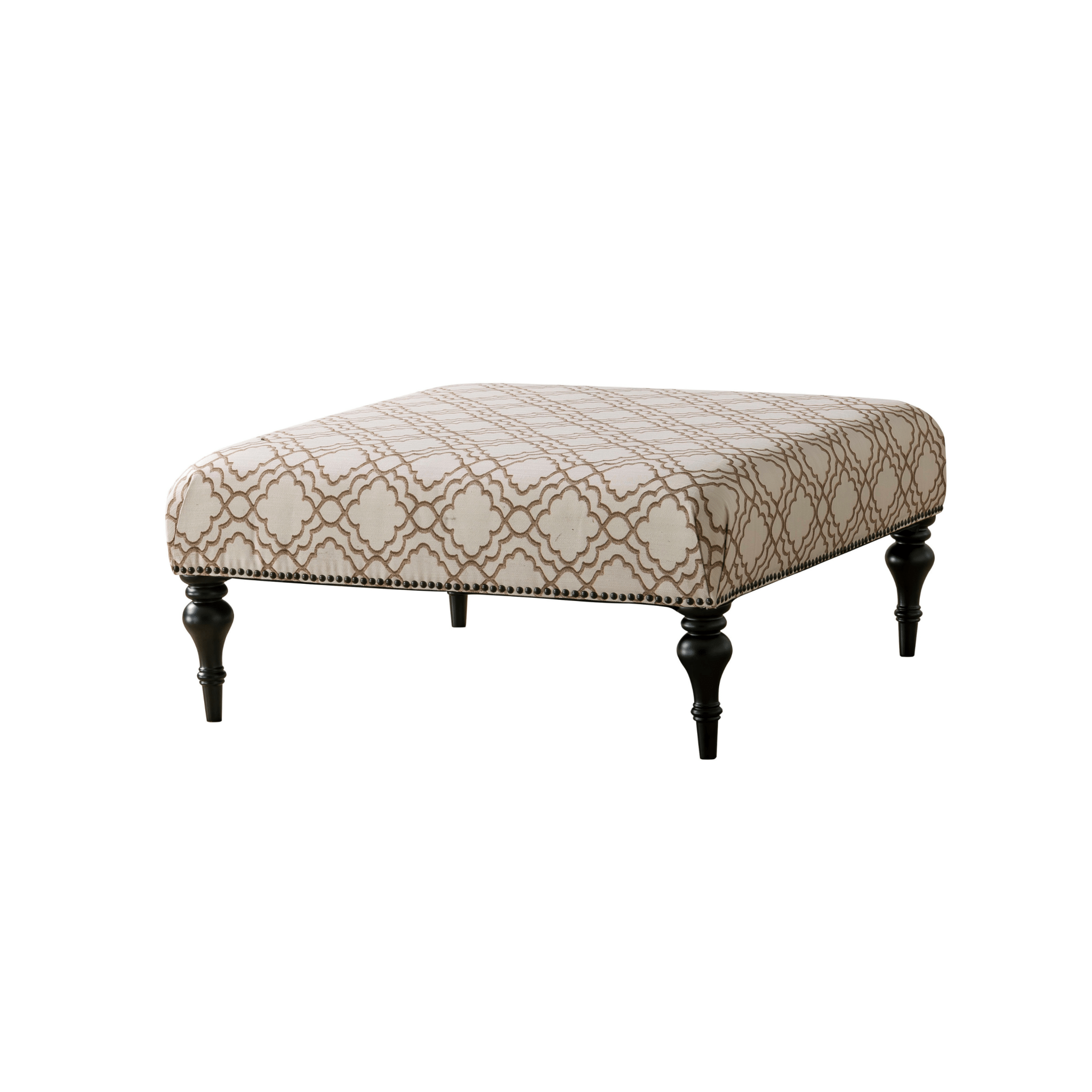 Classic Beige Patterned Ottoman - Al Rugaib Furniture