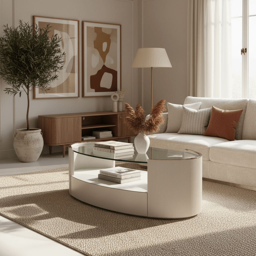 Classic - Love Oval Cocktail Table - Matte Pearl Coffee Tables| Caracole