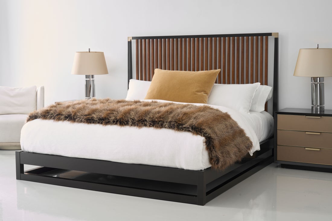 Classic - * Pinstripe Slatted Bed Dark - Kg Beds| Caracole