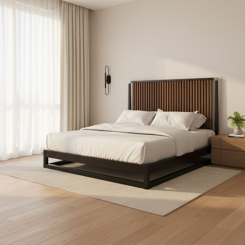 Classic - * Pinstripe Slatted Bed Dark - Kg Beds| Caracole
