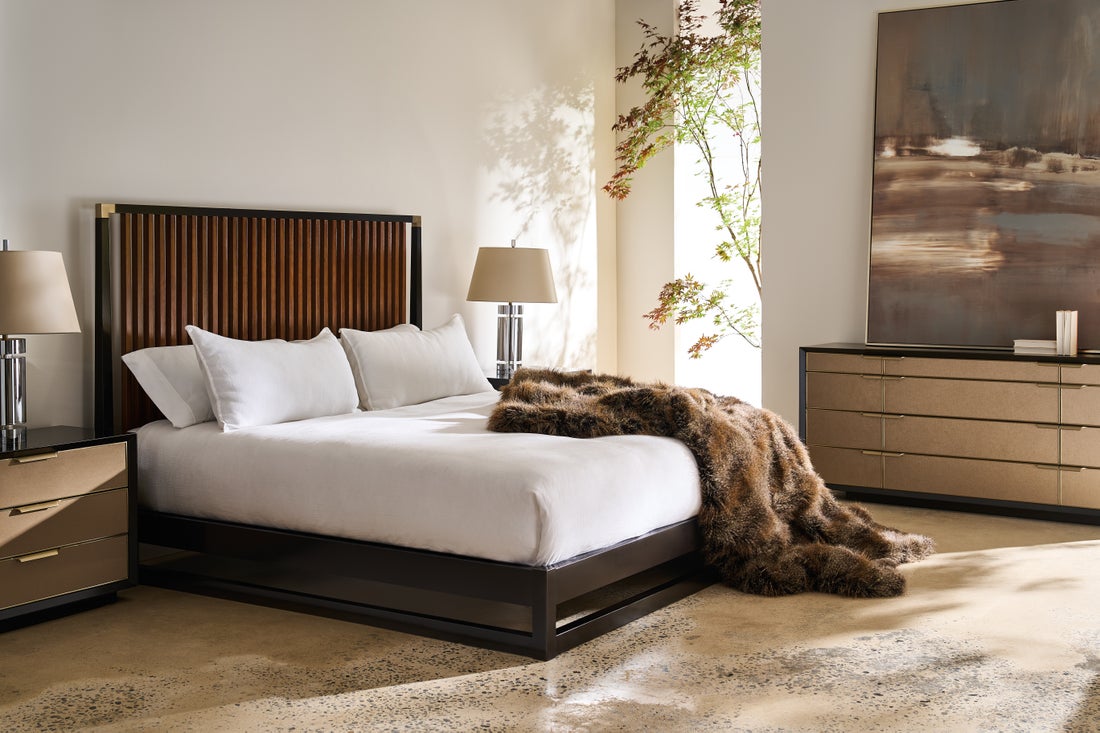Classic - * Pinstripe Slatted Bed Dark - Kg Beds| Caracole
