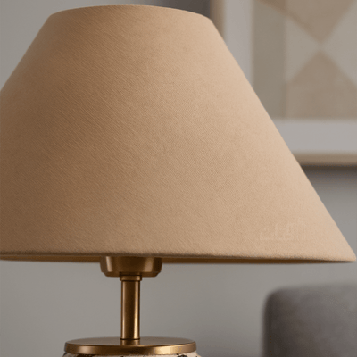 Classic Table Lamp with Beige Pyramid Shade - Al Rugaib Furniture