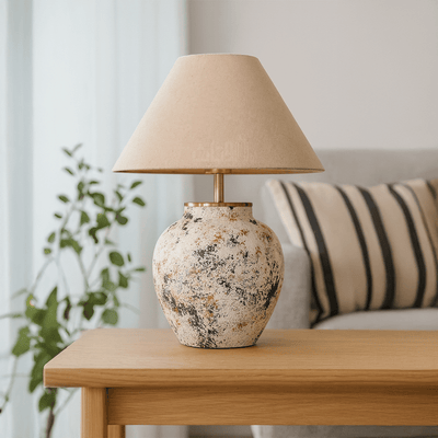Classic Table Lamp with Beige Pyramid Shade - Al Rugaib Furniture