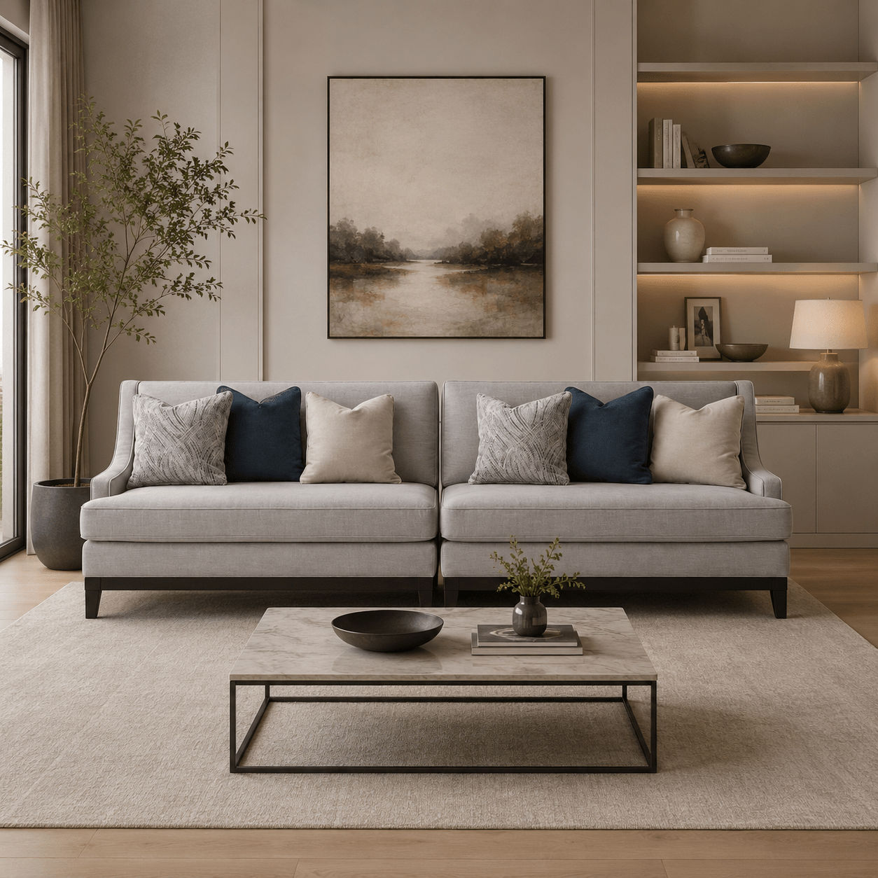 Classy By Noha Albabtain Blue 6-seater Sofa Sofas & Loveseats| Roots Furniture