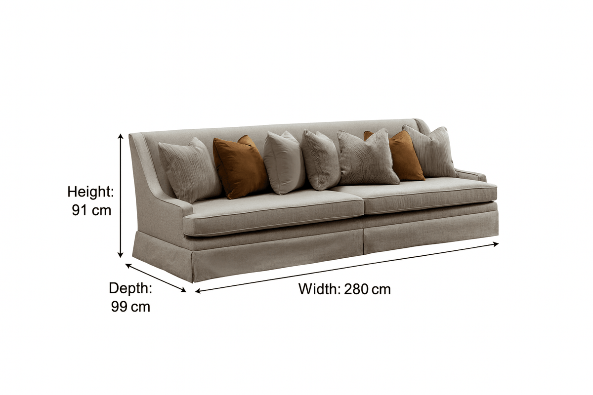 Classy By Noha Albabtain Skirted Beige 4 Seater Sofa XL Sofas| Roots Furniture
