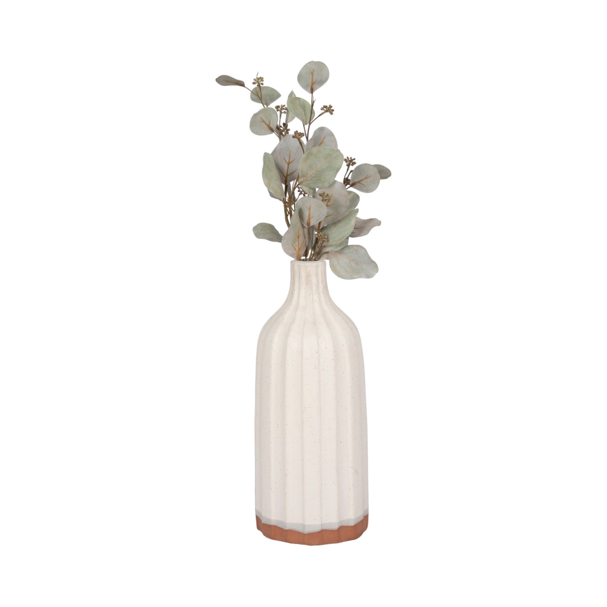 CLAY, 16" FLAT RIBBED BOTTLE VASE EXPOSED BOTTOM, Vases and Jars| Sagebrook Home