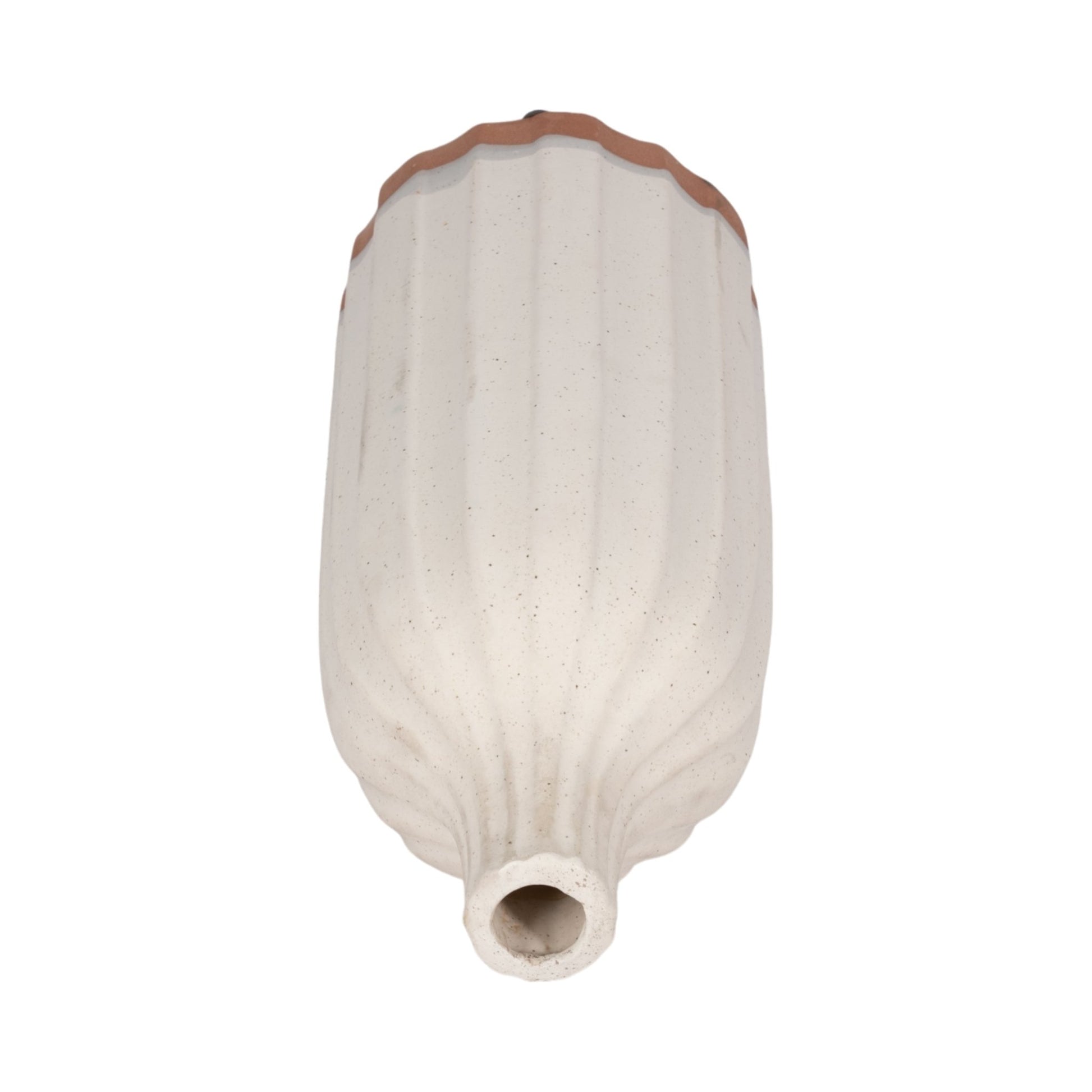 CLAY, 16" FLAT RIBBED BOTTLE VASE EXPOSED BOTTOM, Vases and Jars| Sagebrook Home