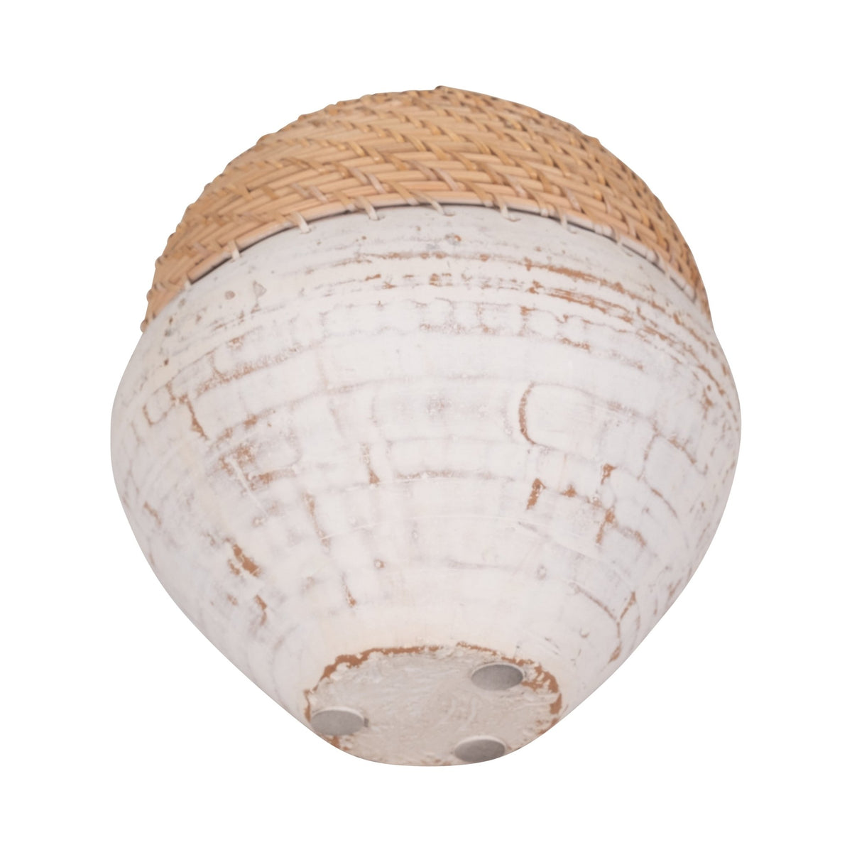 CLAY, 9" VASE WITH WOVEN TOP, WHITE/NATURAL Vases and Jars| Sagebrook Home