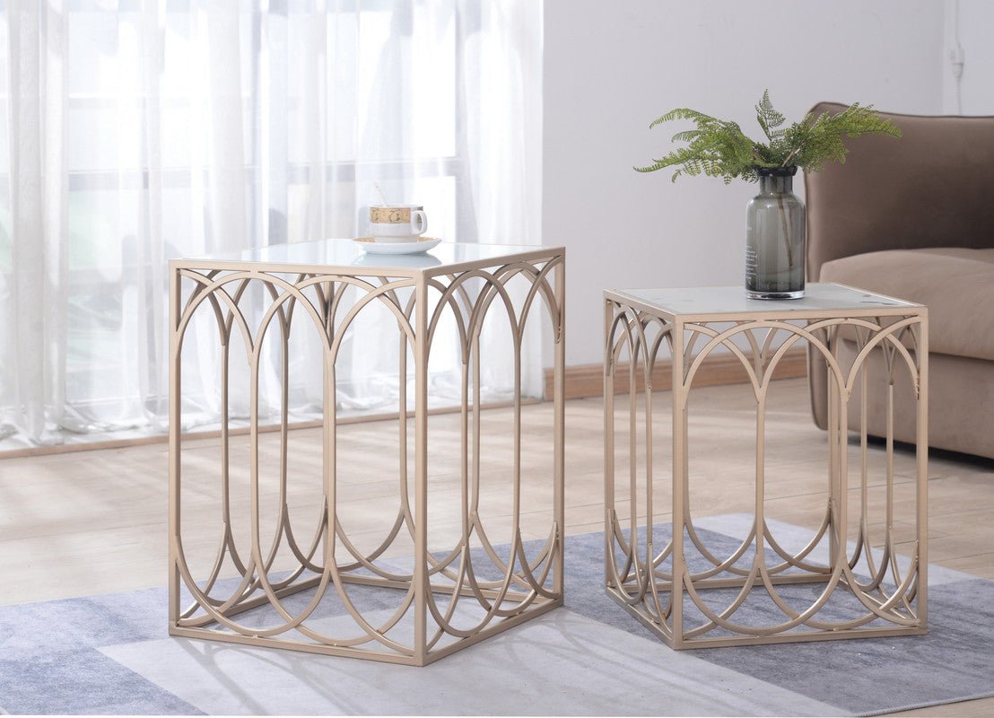 Clean Mirror Top Tables Set of 2 Accent & End Tables| Crestview