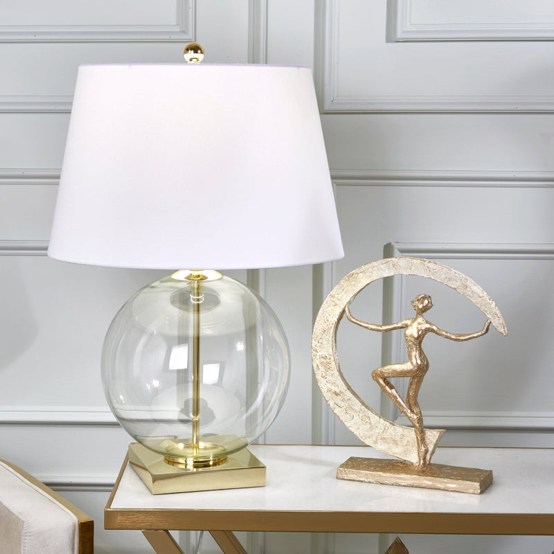 CLEAR GLASS CIRCLE TABLE LAMP27", CLEAR - Al Rugaib Furniture