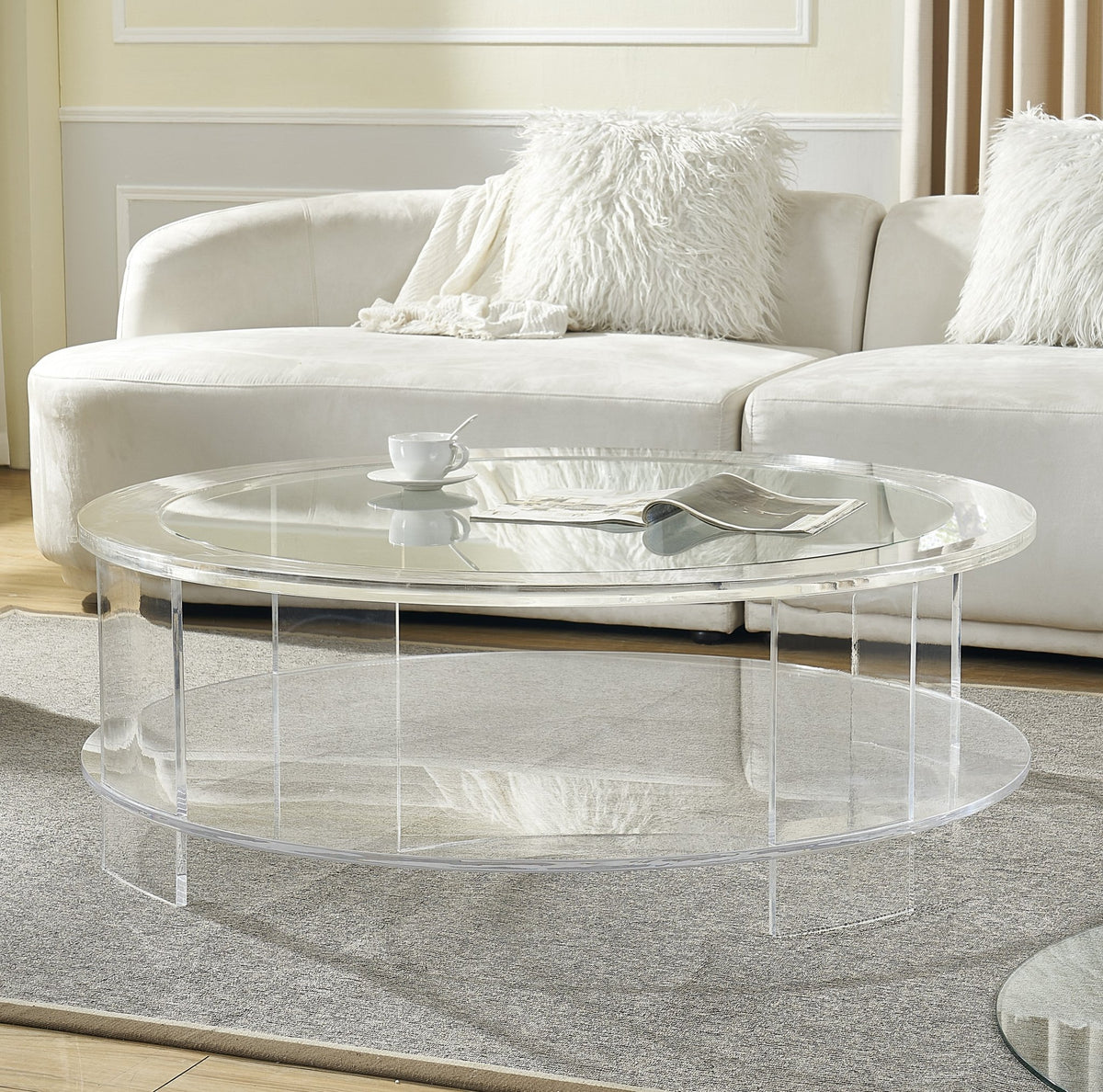Clear Round Acrylic Coffee Table Coffee Tables| Roots Furniture