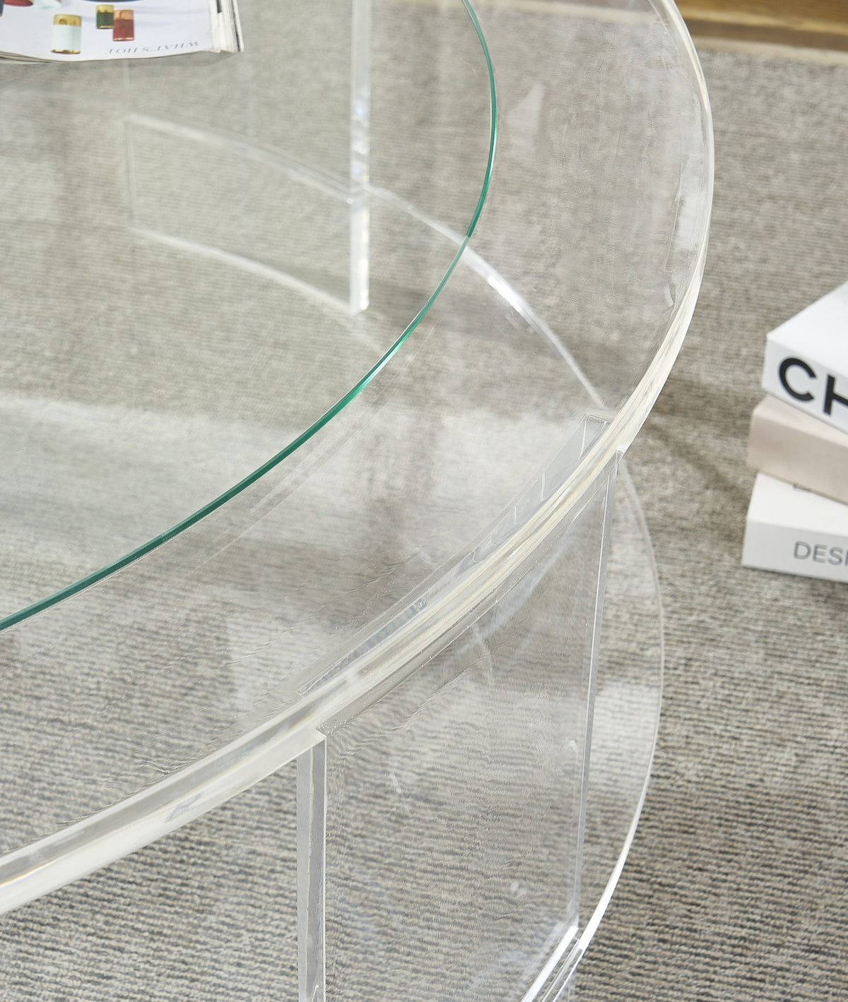 Clear Round Acrylic Coffee Table Coffee Tables| Roots Furniture
